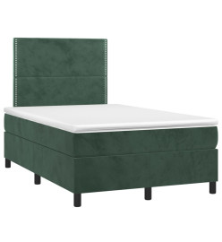 Sommier tapissier matelas et LED Vert foncé 120x200 cm Velours