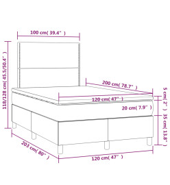 Sommier tapissier matelas et LED Vert foncé 120x200 cm Velours