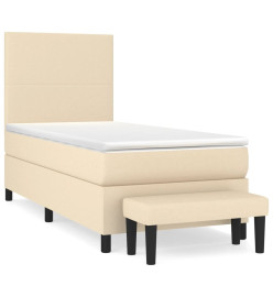 Lit à sommier tapissier et matelas Crème 90x190 cm Tissu