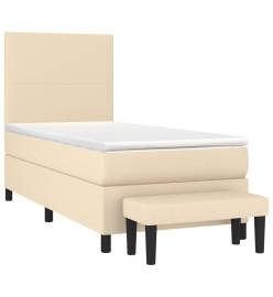 Lit à sommier tapissier et matelas Crème 90x190 cm Tissu