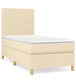 Lit à sommier tapissier et matelas Crème 90x190 cm Tissu