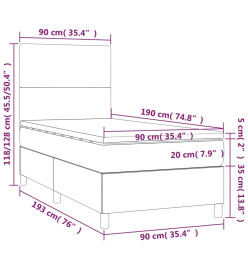 Lit à sommier tapissier et matelas Crème 90x190 cm Tissu