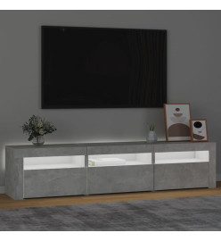 Meuble TV avec lumières LED Gris béton 180x35x40 cm