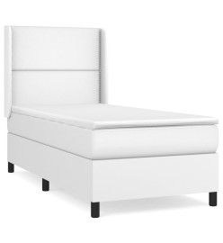 Lit à sommier tapissier avec matelas Blanc 90x200 cm Similicuir