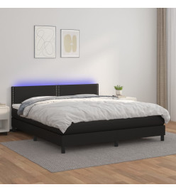 Sommier tapissier avec matelas et LED Noir 180x200cm Similicuir