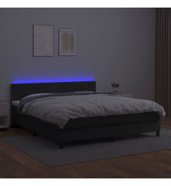 Sommier tapissier avec matelas et LED Noir 180x200cm Similicuir