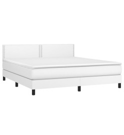 Lit à sommier tapissier avec matelas Blanc 180x200cm Similicuir
