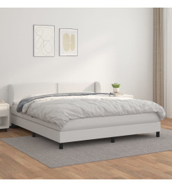 Lit à sommier tapissier avec matelas Blanc 180x200cm Similicuir