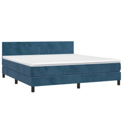 Sommier tapissier matelas et LED Bleu foncé 180x200 cm Velours