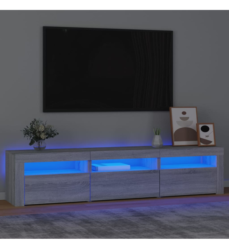 Meuble TV avec lumières LED Sonoma gris 180x35x40 cm