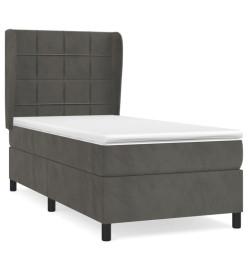 Lit à sommier tapissier et matelas Gris foncé 90x200 cm Velours