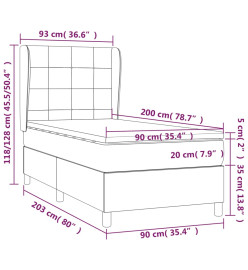 Lit à sommier tapissier et matelas Gris foncé 90x200 cm Velours