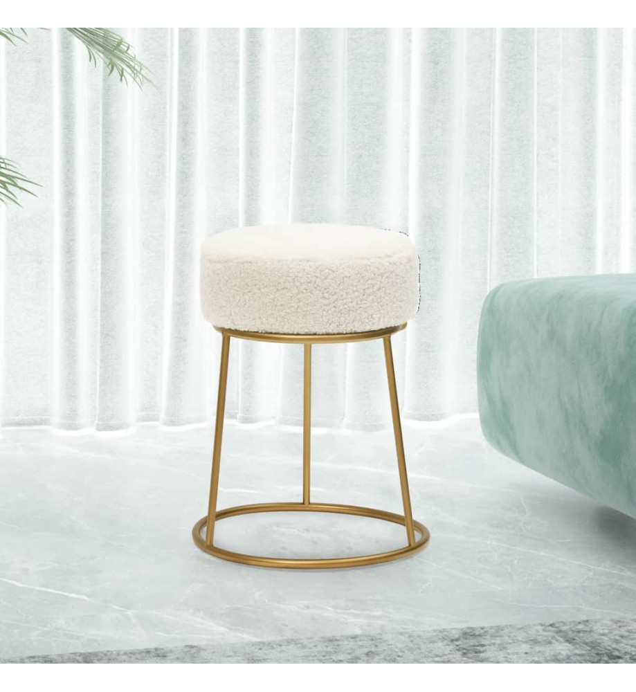 Tabouret rond Blanc Molleton