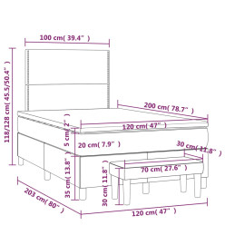 Lit à sommier tapissier avec matelas Noir 120x200 cm Velours