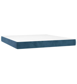 Sommier tapissier matelas et LED Bleu foncé 160x200 cm Velours
