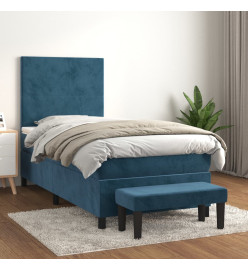 Lit à sommier tapissier et matelas Bleu foncé 80x200 cm Velours