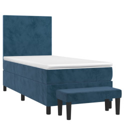 Lit à sommier tapissier et matelas Bleu foncé 80x200 cm Velours