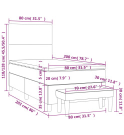 Lit à sommier tapissier et matelas Bleu foncé 80x200 cm Velours