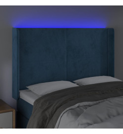 Tête de lit à LED Bleu foncé 147x16x118/128 cm Velours