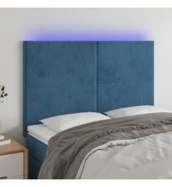 Tête de lit à LED Bleu foncé 144x5x118/128 cm Velours