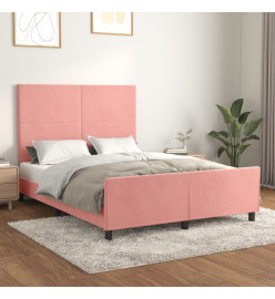 Cadre de lit avec tête de lit Rose 140x200 cm Velours