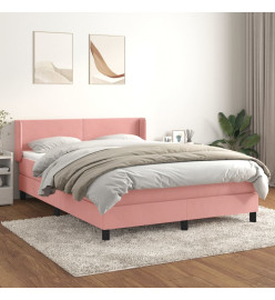 Lit à sommier tapissier avec matelas Rose 140x190 cm Velours