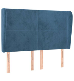 Tête de lit avec oreilles Bleu foncé 147x23x118/128 cm Velours