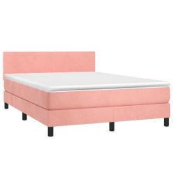 Sommier tapissier avec matelas et LED Rose 140x190 cm Velours