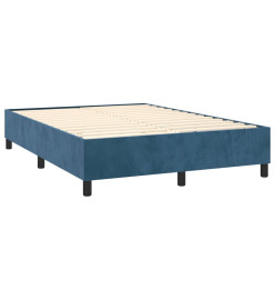 Sommier tapissier matelas et LED Bleu foncé 140x200 cm Velours