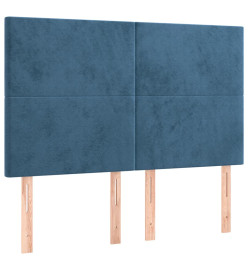 Sommier tapissier matelas et LED Bleu foncé 140x200 cm Velours