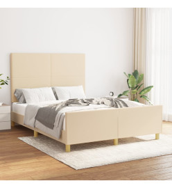 Cadre de lit avec tête de lit Crème 140x200 cm Tissu