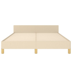 Cadre de lit avec tête de lit Crème 140x200 cm Tissu
