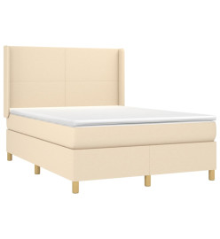 Lit à sommier tapissier avec matelas Crème 140x200 cm Tissu
