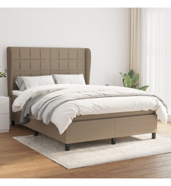 Lit à sommier tapissier avec matelas Taupe 140x200 cm Tissu
