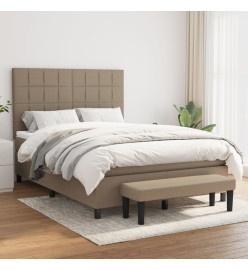 Lit à sommier tapissier avec matelas Taupe 140x200 cm Tissu