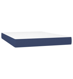 Sommier tapissier avec matelas et LED Bleu 140x190 cm Tissu