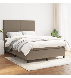 Lit à sommier tapissier avec matelas Taupe 140x190 cm Tissu