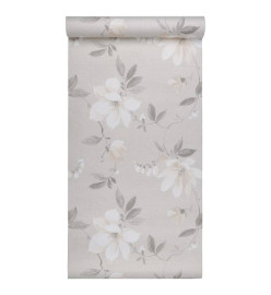 Papier peint 3D motif de fleur gris