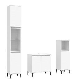 Ensemble de meubles salle de bain 3 pcs blanc bois d'ingénierie