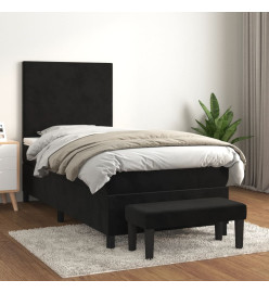 Lit à sommier tapissier et matelas Noir 80x200 cm Velours