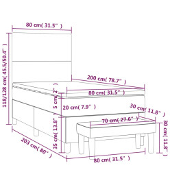 Lit à sommier tapissier et matelas Noir 80x200 cm Velours