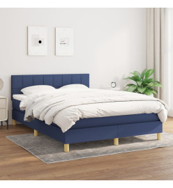 Lit à sommier tapissier avec matelas Bleu 140x190 cm Tissu