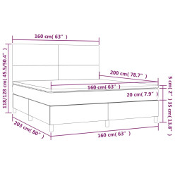 Lit à sommier tapissier avec matelas Taupe 160x200 cm Tissu