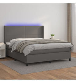 Sommier tapissier et matelas et LED Gris 160x200 cm Similicuir