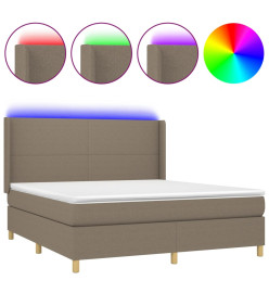 Sommier tapissier avec matelas et LED Taupe 160x200 cm Tissu
