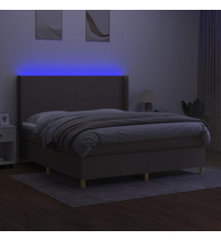 Sommier tapissier avec matelas et LED Taupe 160x200 cm Tissu