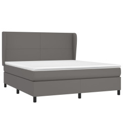 Lit à sommier tapissier avec matelas Gris 160x200 cm Similicuir