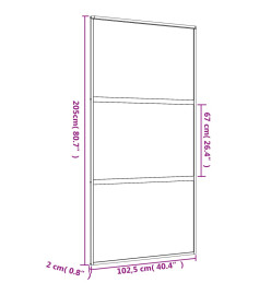 Porte coulissante doré 102,5x205 cm verre ESG dépoli aluminium