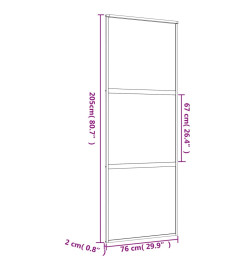 Porte coulissante doré 76x205 cm verre ESG dépoli et aluminium