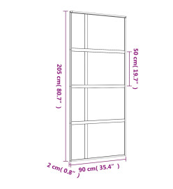 Porte coulissante doré 90x205 cm verre ESG clair et aluminium